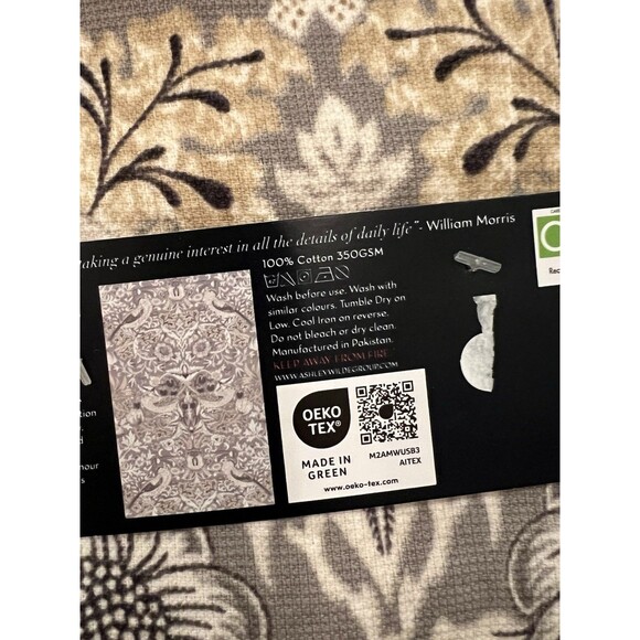 William Morris & Co Kitchen Dish Towels Strawberry Thief Putty Cotton Set of 3 - Picture 7 of 11